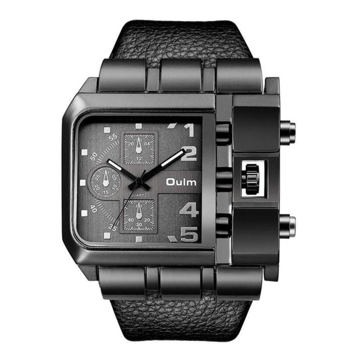 Oulm 3364 Casual Wristwatch Square Dial Wide Strap Men'S Quartz Watch Luxury Brand Male Clock Super Big Watches For Men
