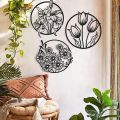 Flower Wall Art, Lily Flower Decor, Living Room Wall Decor, Above Bed Decor, Unique Wooden Wall Art Set of 3 Round Flower. 