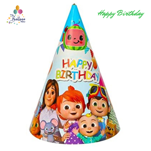 Cocomelon Happy Birthday Cap Pack Happy Birthday | Kids Hat Paper Pack of 10 Caps For Birthday Party Celebration