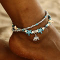Boho Ethnic Antique 2 Layer Ankle Bracelet Cute Starfish Cuckold  Foot Chain For Women Summer Beach Jewelry Tornozeleira. 