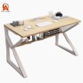 Computer desk table simple modern K-shape portable folding computer laptop study table Gaming Table office desk home furniture with storage bookshelf laptop writing table workstation with metal frame waterproof laminated 4X2.5X2ft. 