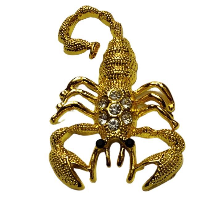 3D Golden Scorpion (Bichu) with Diamond pearls Metal Logo Sticker With Double Tape For Bikes And Cars Decoration