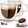 Set of 2 Double Wall Mug, Elegant Classic Design Perfect Glass Cup 250ml Set Of 2.. 