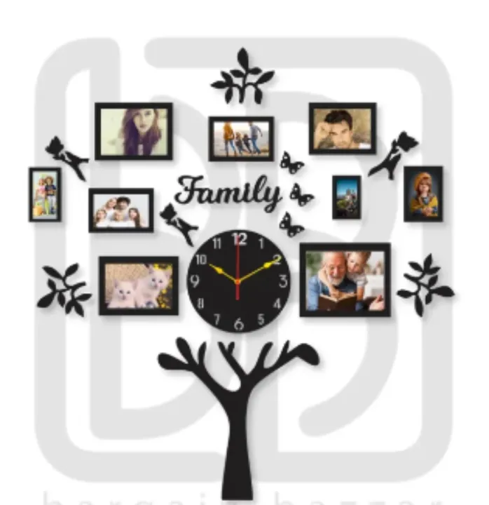 Wooden%20Family%20Tree%20Wall%20Clock%20with%209%20Photo%20Frames%20and%20LED%20Light%20Home%20Decor%20-%20Image%205
