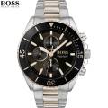 Hugo Boss Two Tone Stainless Steel Bracelet Black Dial Chronograph Watch for Men- 1513705. 