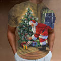2023 Christmas T-shirt for men 3D Santa print short sleeve top family T-shirts oversized Xmas tee shirt men clothing unisex 6XL. 