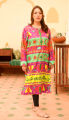 Shah Kamal Fabrics Unstitched Digital Silk Printed Multicolor Urdu Calligraphy Shirt For Ladies-CS1. 