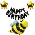 Honey Bee Birthday Foil Balloons Theme With Black Birthday Foil & Stars Foil Balloons. 