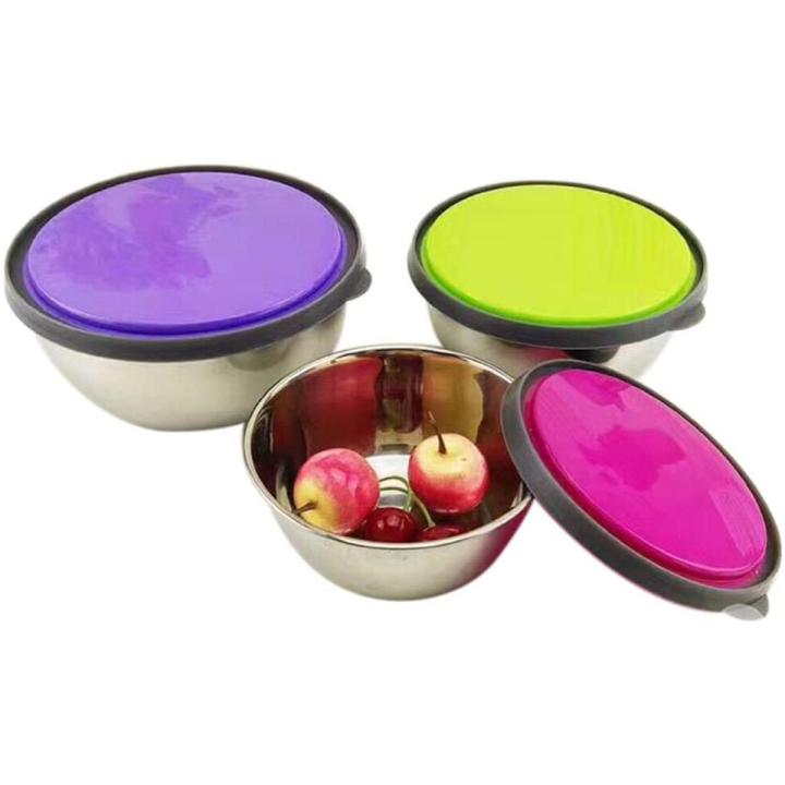 Set of 3 Stainless Steel Lunch Boxes with Leak-Resistant Lids Food Container