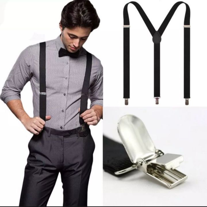Suspenders for Men Elastic Suspender Galas for boys - black