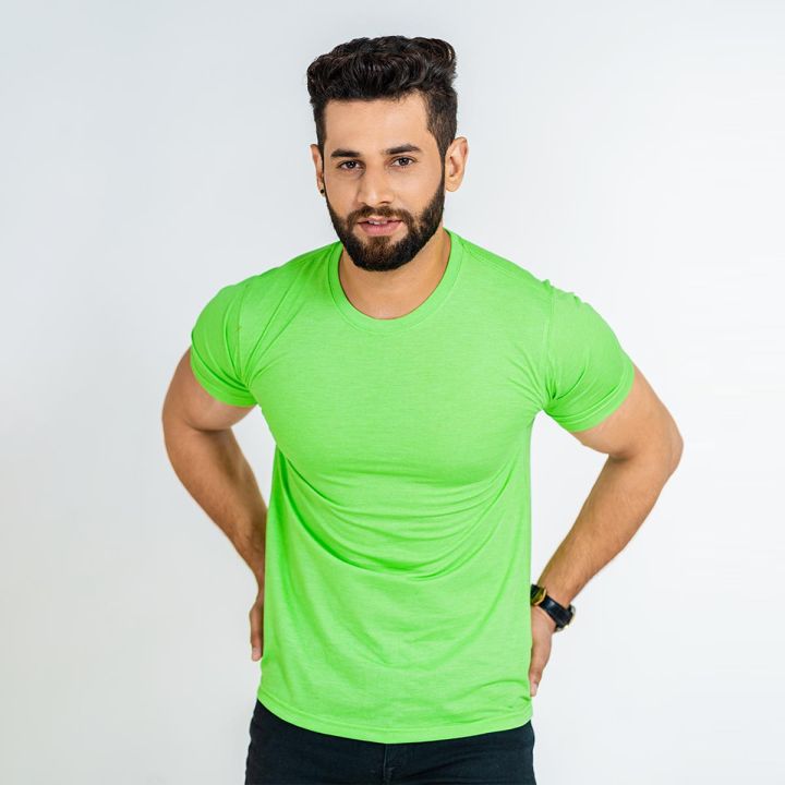 Basic Parrot Green Half Sleeve T-shirt