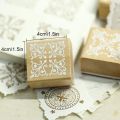 12Pcs Wooden Stamps Floral Pattern Circles and Squares Decorative Rubber Wooden for DIY Craft Card and Scrapbooking. 