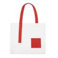 White Cotton Tote Bag with Designer Red Strap | Stylish & Eco-Friendly Reusable Bag. 