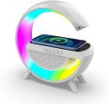 LED Wireless Charging Night Light Bedroom Bluetooth Speaker Rechargeable Table Lamp. 