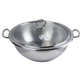 Alpha_ Stainless Steel Cooking Wok-Encapsulated Double Bottom  Stainless Steel Karahi Pot With Glass Lid (30cm) .. 