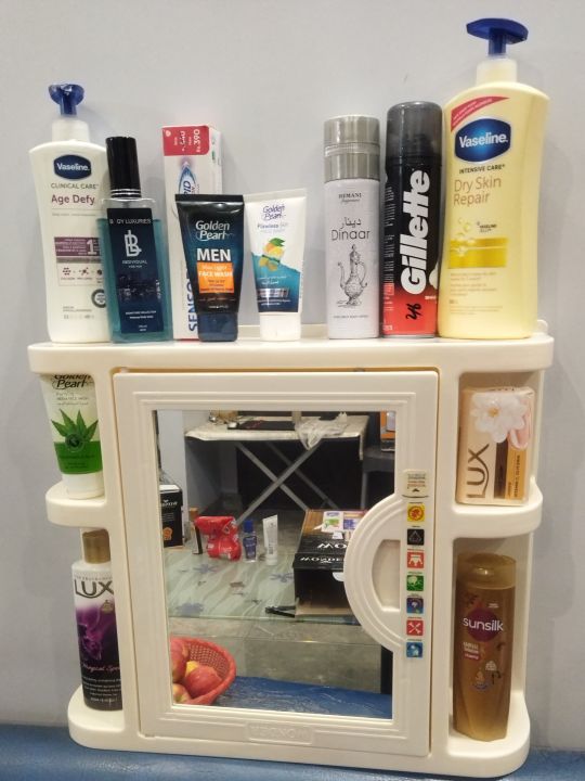 Fancy & stylish washroom cabinet with Glass Mirror door