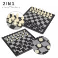 2 in 1 Travel Magnetic Chess and Checkers Board Game (Foldable). 