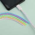 Colorful Laser Spiral USB Charger Cable Cord Protector Wrap 140cm Cable Winder For iPhone Samsung Mi Data Cable Sleeve Universal. 