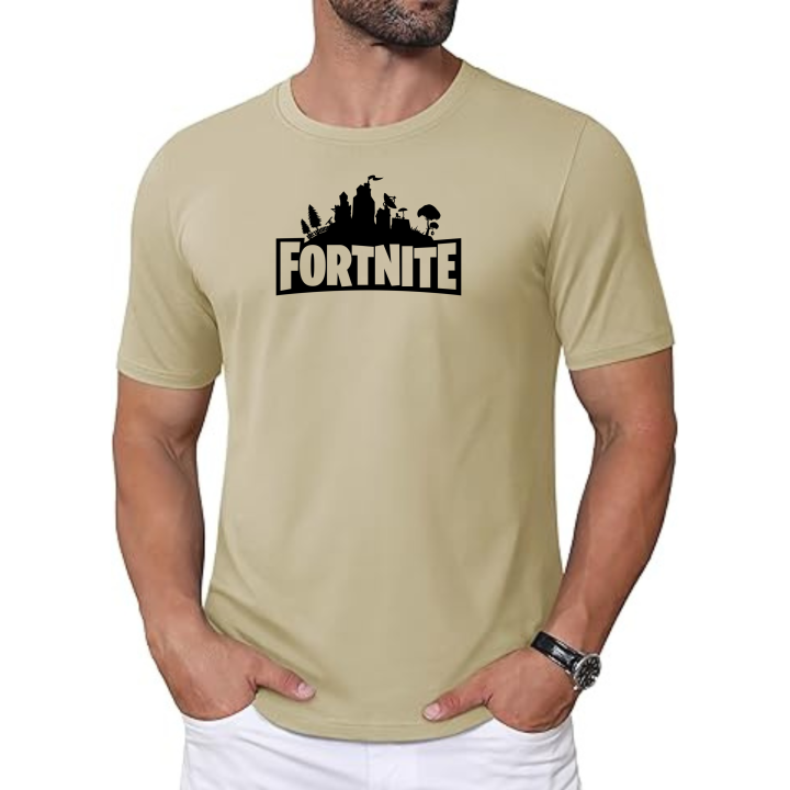 T-Shirts for Men, Fortnite logo Printed Export Quality Soft And Stretchable Poly-Cotton, Round Neck Half Sleeves Slim Fit, Printed T-Shirt for Boys, Unisex, 180GSM.
