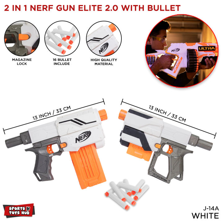 Pack Of 2 Echo J-14A Retaliator 4 In 1 Blaster N-strike Elite 2.0 Toy Battle Nerf _gunn Refill Clip Darts Bullets_ Rapid Fire_ Sports Shooting_ Practice Nstrike_gun For Kids, Enjoy Space Wars_ Strike Foam Blasters_ Toys Best Gift For Players Kid Children