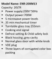 Enviro Oven MWO ENR-20XM13 (20L) | 700W, 35-Min Timer, Turntable Glass Tray, Cooking End Signal, Black & Silver with 1 Year Official Warranty. 