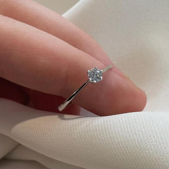 Crystal Zircon Stone Oval Diamond Ring for girl Engagement Solitaire Ring Size - Gift Boxed Ring