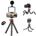 AY-49H Vlogging kit Telephone Tripod Fill Light Microphone Kit Vlog Live Streaming Kit Extending Tripod With Holder Flexible Tripod Kit for Live Streaming. 