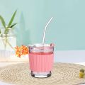 Eco-Friendly Stylish And Leakproof Glass Cup With Lid, Straw And Sleeve For Soda, Juice, Milk And Other Drinks. 
