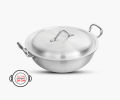 Metal Finish Aluminum Wok/Karahi - Heavyweight Cookware for Lifetime Use. 