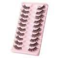 Short Accent Corner Lashes Half Eyelashes Faux Mink Lashes False Eyelashes Cat Eye Half Lashes with Clear Band. 