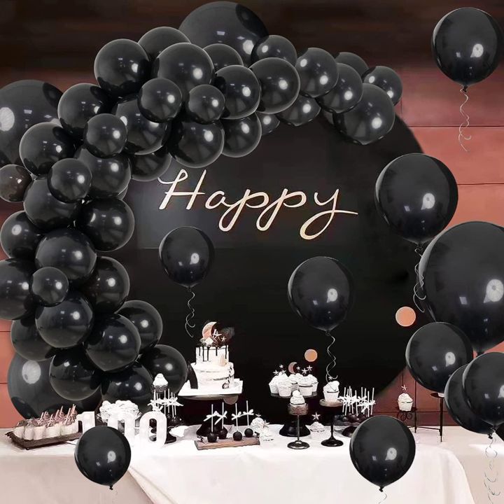 55 Pcs 9 inch Black Latex Balloons Without shinny for birthday Party Decoration Balloons wedding school and college function
