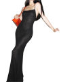Female Long Slip Dress, Summer Solid Color Sleeveless Spaghetti Strap Backless One-Piece, Black, S/M/L. 