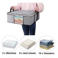 Clothes Storage Bags Organizer Under Bed Containers with Reinforced Handle, 43L, Grey. 