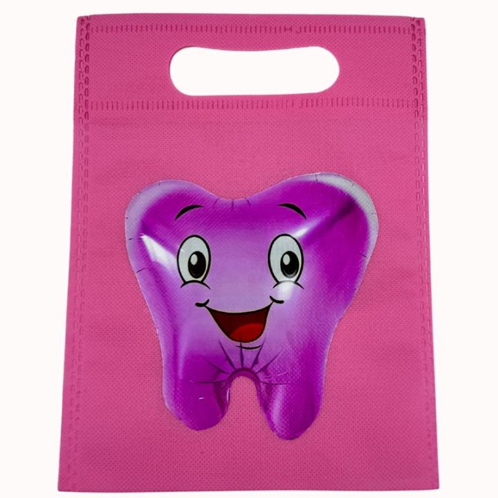 FIRST TEETH THEME GOODY BAGS - PACK OF 10 FABRIC GOODY BAGS - FIRST TEETH GIFT BAGS