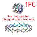 2 In 1 New Creative Magic Stretchable Ring Bracelet For Women Charm Shiny Crystal Retractable Bracelets Rings Jewelry Gift. 