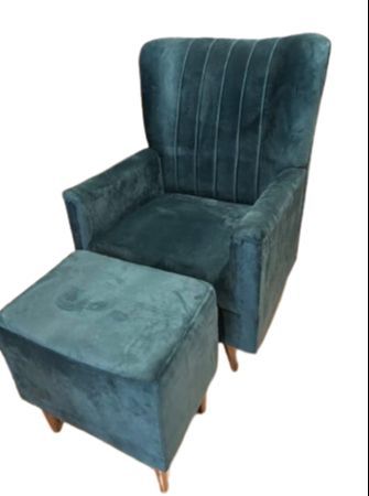Modern Sofa Chair Khach One Seater Fabric C GreenVelvet Colour With 1 cousion free {Special Offer available}