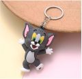2 Piece Tom and Jerry Soft Silicone 3D Cartoon Character Rubber Keychain Chain. 