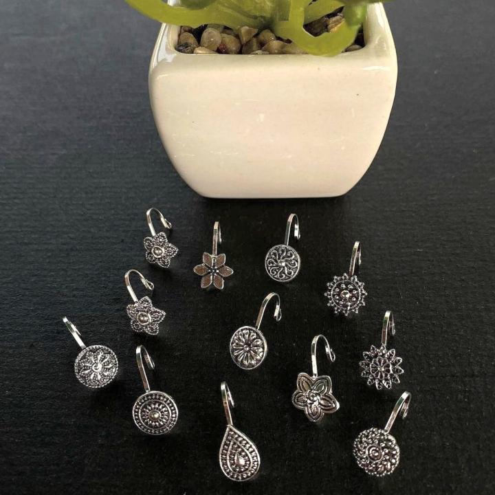 12/6/3Pcs Oxidized Golden/Silver Non-Pierced Noseclip NosePin NoseRings & NoseStud for women