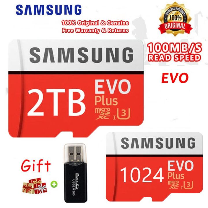 【COD + Gift】Original Samsung EVO plus 2TB Memory card 1tb micro sd card 521G High Speed Sd Memory Card Mobile Phone Tablet Camera Memory Card