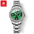 OLEVS watch for women original waterproof fashion diamond dial luminous calendar Stainless steel relo for women Women Casual Watches 9945. 