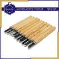 Keep Smiling 10pcs Woodcarving Chisel Set Wooden Handle Hand Carving Tool Wood Carving Tools Art Supplies. 