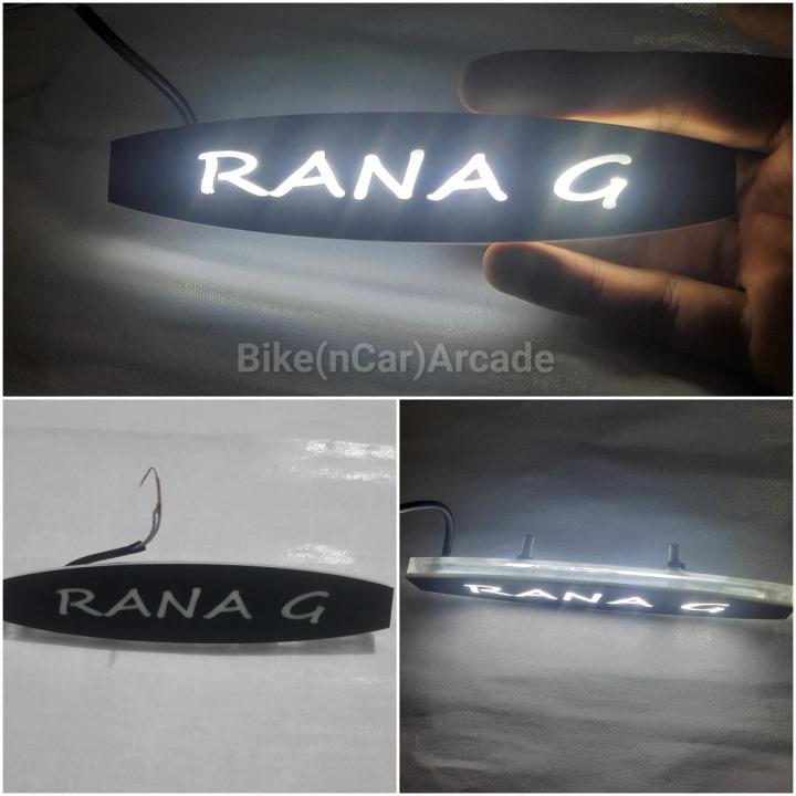 Rana G Motorcycle LED Monogram for FRONT Universal Names Glowing WHITE Universal Fit