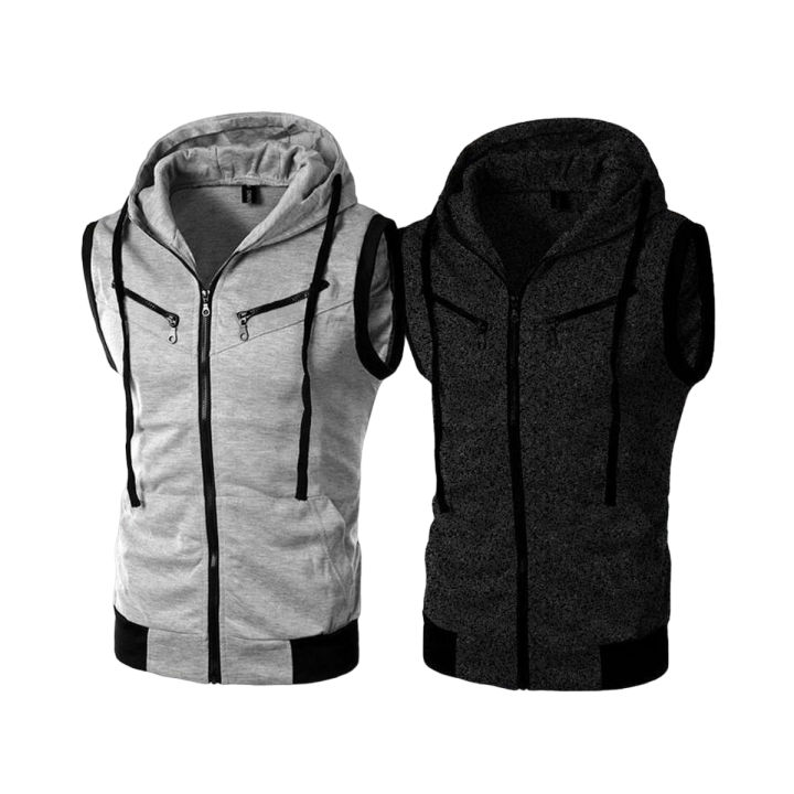AL FAJAR Pack Of 2 Sleeveless Zipper Hoodies For Men