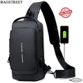 BAGSTREET New Waterproof Anti-Theft Unisex Sling Crossbody Bag with USB Charging Port and Combination Lock - Black. 