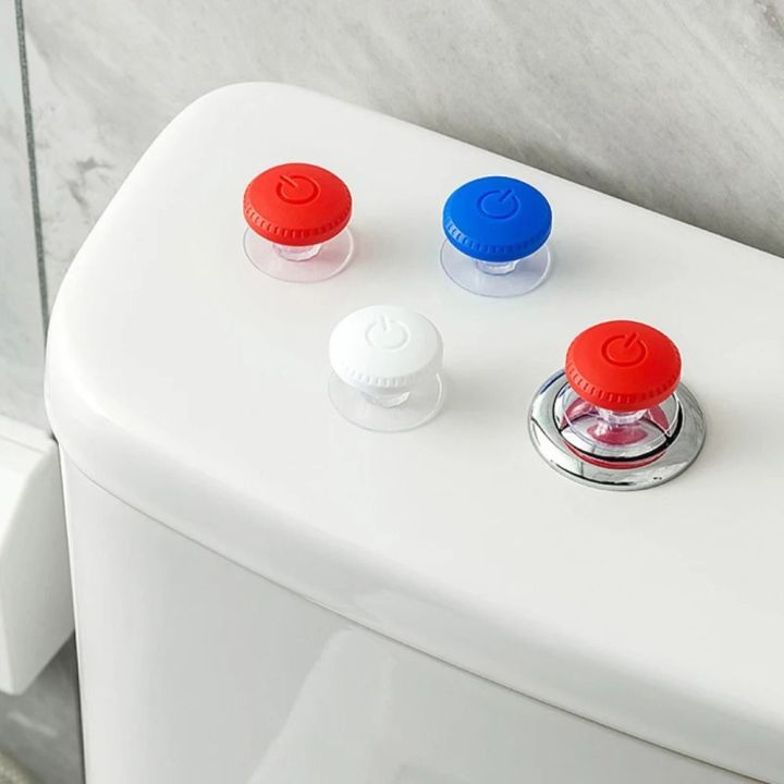 2pcs Fashion Self-Adhesive Toilet Button Nail Protector Labor-saving Toilet Presser Handle Round Water Press Flush Button Auxiliary Devic