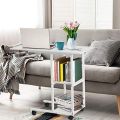 Overbed Table, Home Rolling Mobile Computer Desk Table Bed Table Over Bed Sofa Laptop with Storage Shelves Furniture End Table, Customize Size Available. 