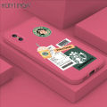 Hontinga for iPhone X/XS Case New Starbucks Order Phone Case Original Square Liquid Silicone Cases Full Cover Camera Shockproof Protection Case. 