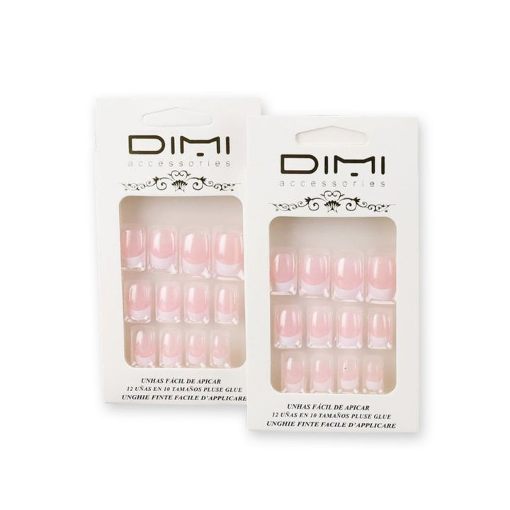 12 PCS DIMI ARTIFICIAL NAILS NATURAL COLOER STICK ON NAILS SKIN COLOR