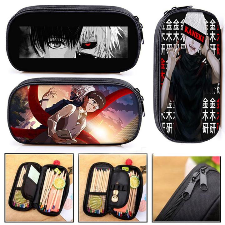 Japanese Anime Tokyo Ghoul Pencil Bag Boy Girl Manga Jin Muken Learning Stationery Box Storage Bag Teen Pencil Case Gift