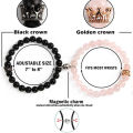 2Pcs Magnetic Crown Couples Bracelets Natural Stone Beads Bracelet Matching Bracelets for Lovers Valentine's Day Gift. 